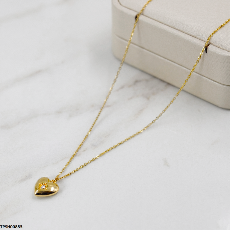 Stainless Steel Heart Drop Pendant With Chain