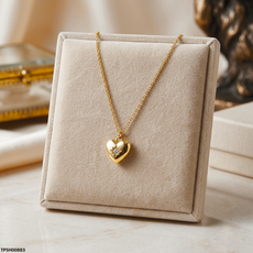 Stainless Steel Heart Drop Pendant With Chain