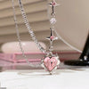 Pink Heart Pendant With Chain