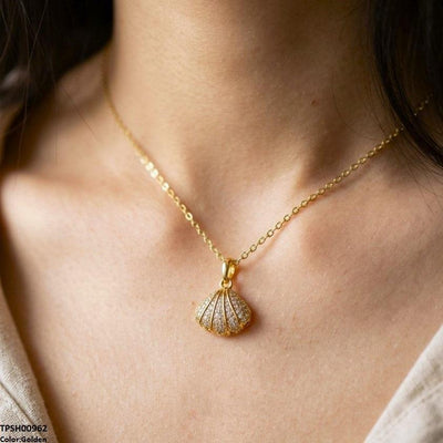 Stainless Steel Zircon Shell Pendant