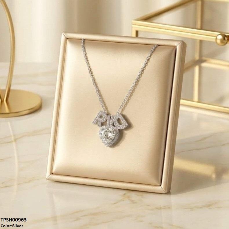 Stainless Steel Zircon Heart Pendant