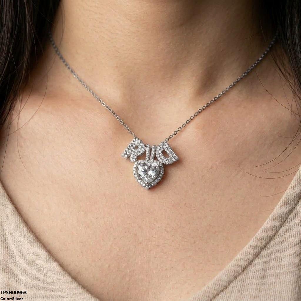 Stainless Steel Zircon Heart Pendant