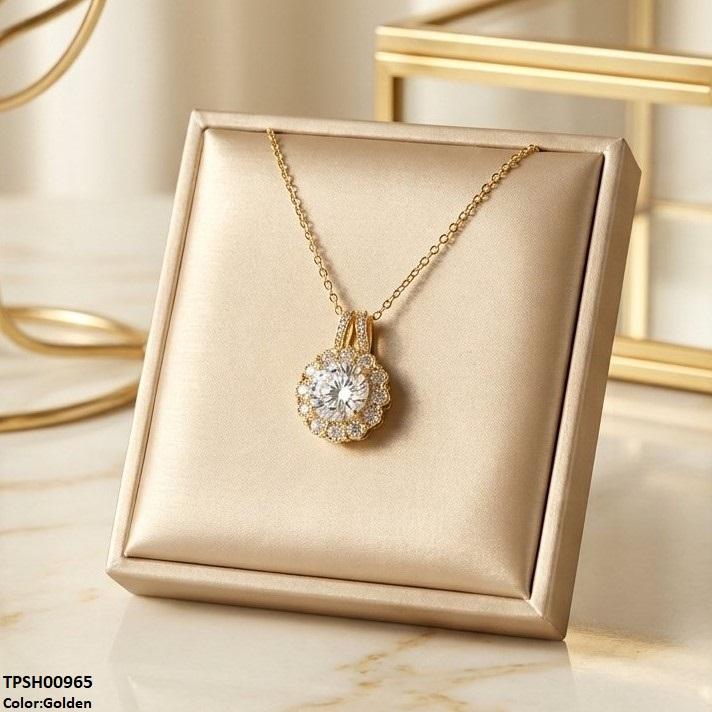 Stainless Steel Zircon Round Flower Pendant