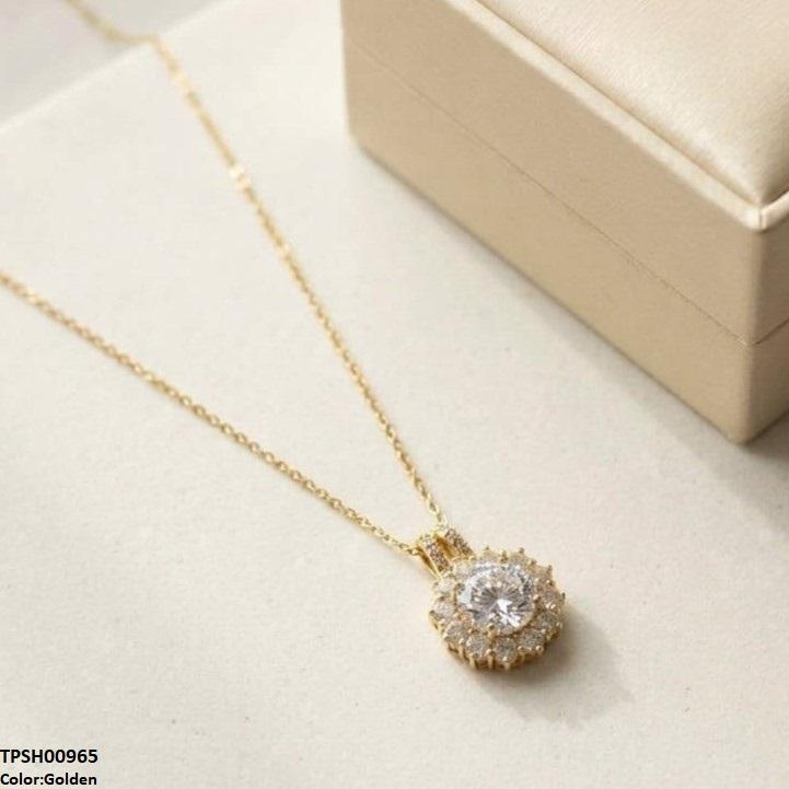 Stainless Steel Zircon Round Flower Pendant