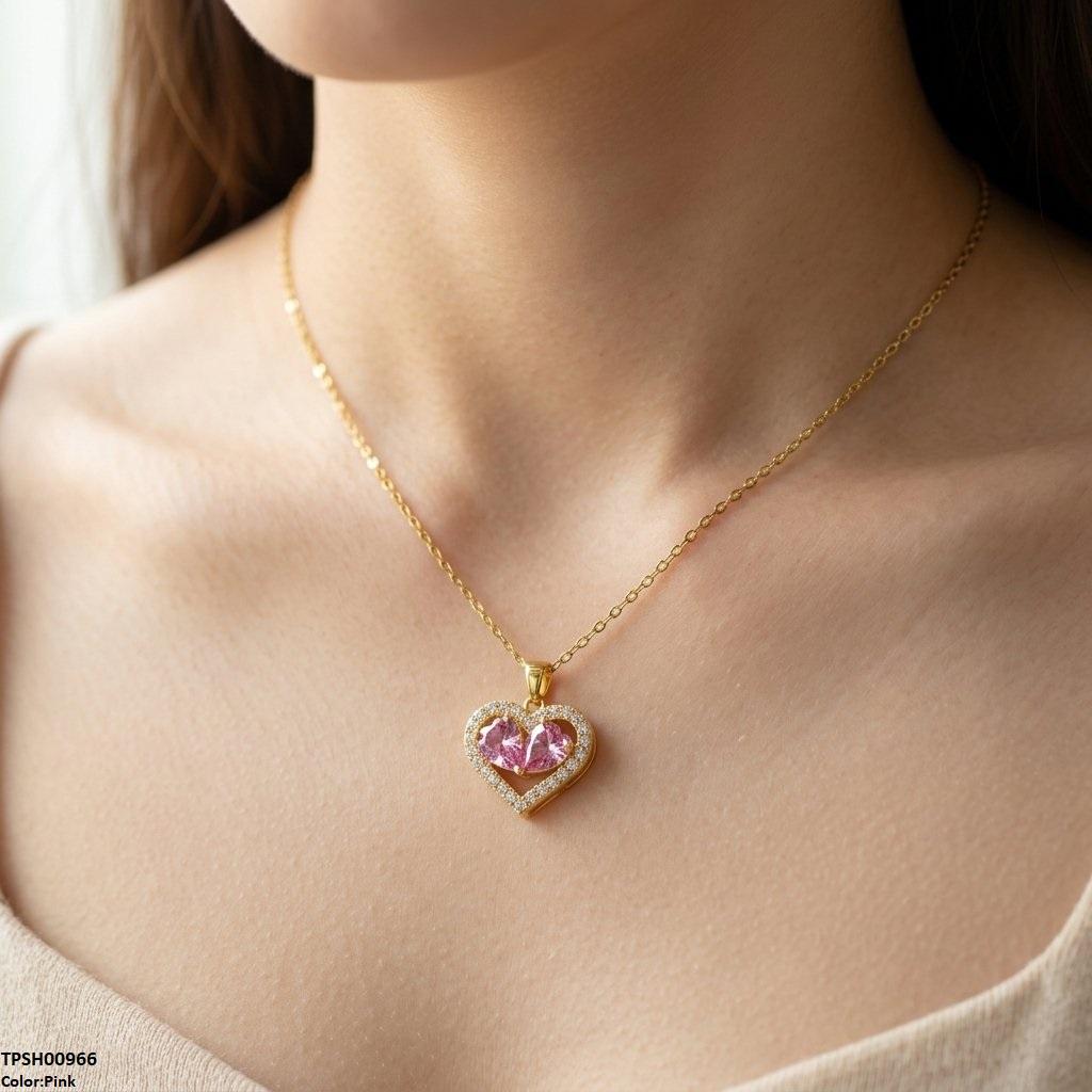 Stainless Steel Zircon Heart /Tear Pendant