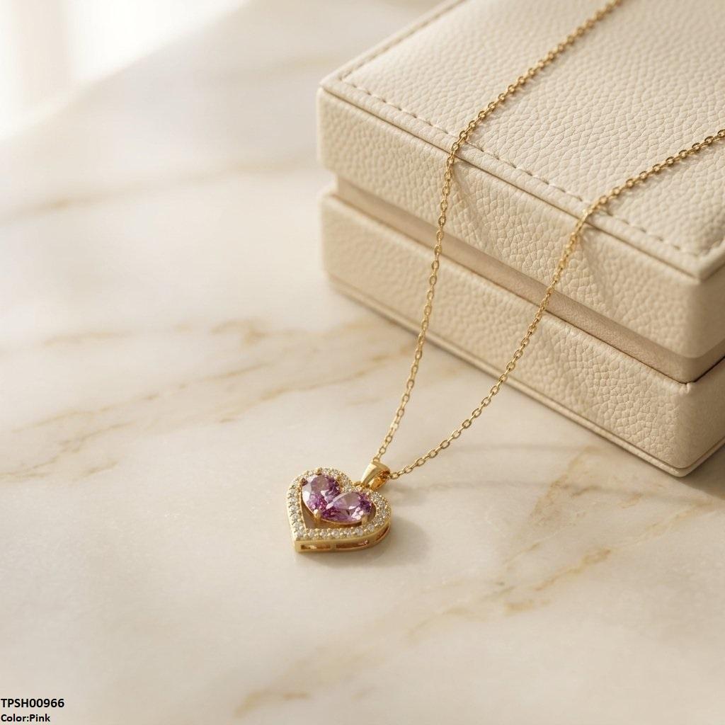 Stainless Steel Zircon Heart /Tear Pendant
