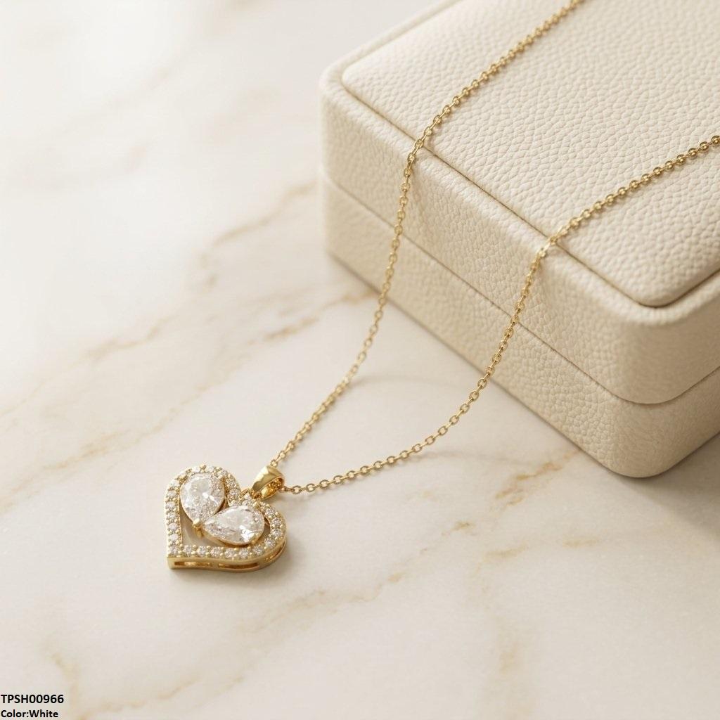 Stainless Steel Zircon Heart /Tear Pendant