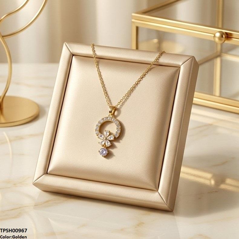 Stainless Steel Zircon Flower Round Drop Pendant