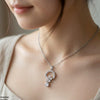 Stainless Steel Zircon Flower Round Drop Pendant