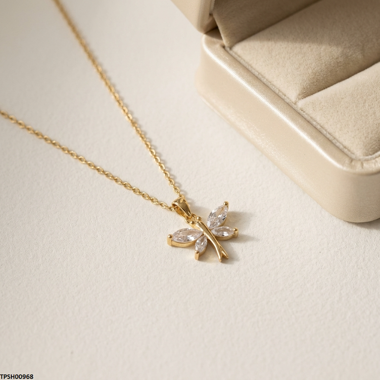 Stainless Steel Zircon Butterfly Pendant