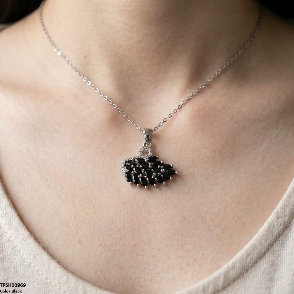 Stainless Steel Zircon Duck Pendant