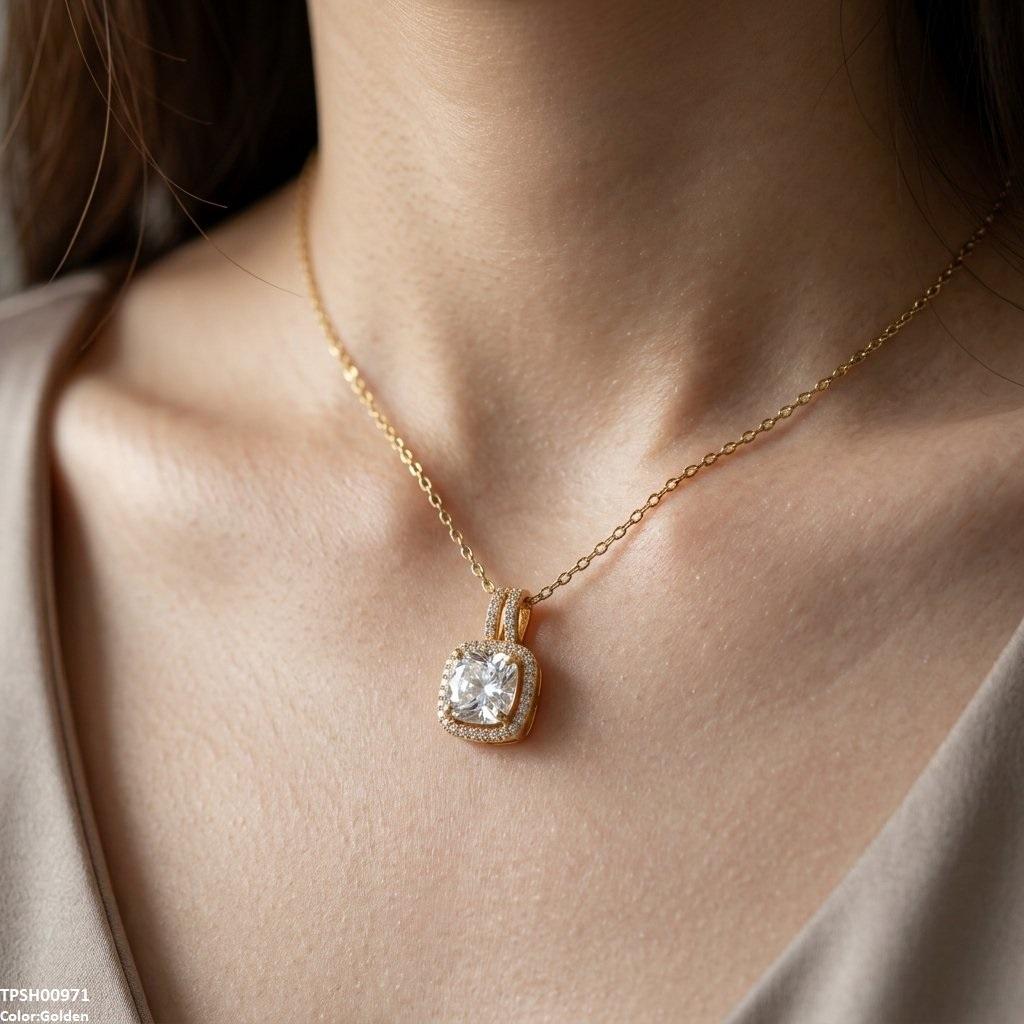 Stainless Steel Zircon Round/Square Pendant