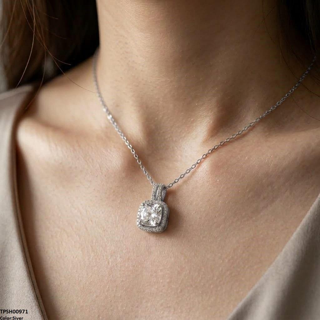Stainless Steel Zircon Round/Square Pendant