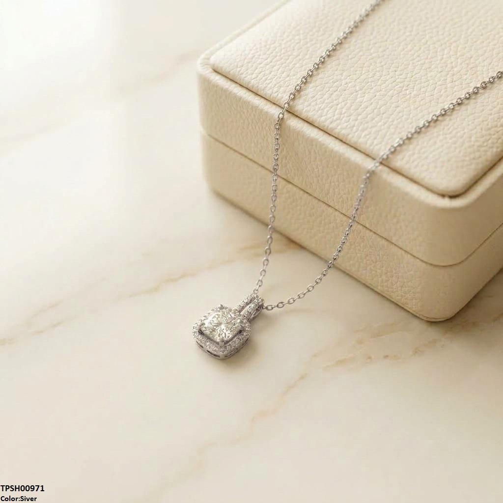 Stainless Steel Zircon Round/Square Pendant