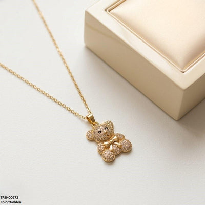 Stainless Steel Zircon Teddy Bear Pendant