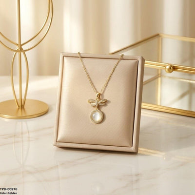 Stainless Steel Zircon Infinity Round Drop Pendant