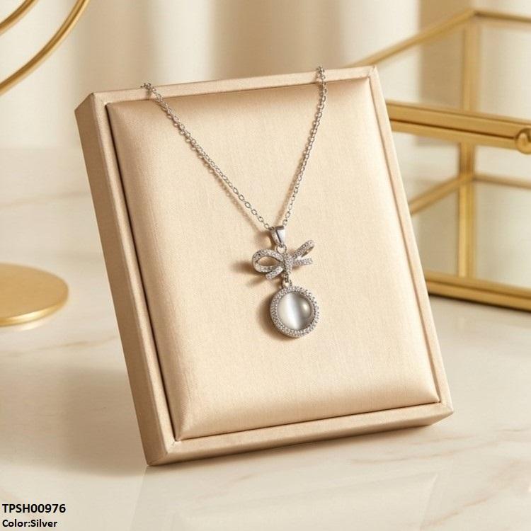 Stainless Steel Zircon Infinity Round Drop Pendant