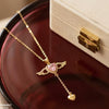Stainless Steel Zircon Double Heart Pendant