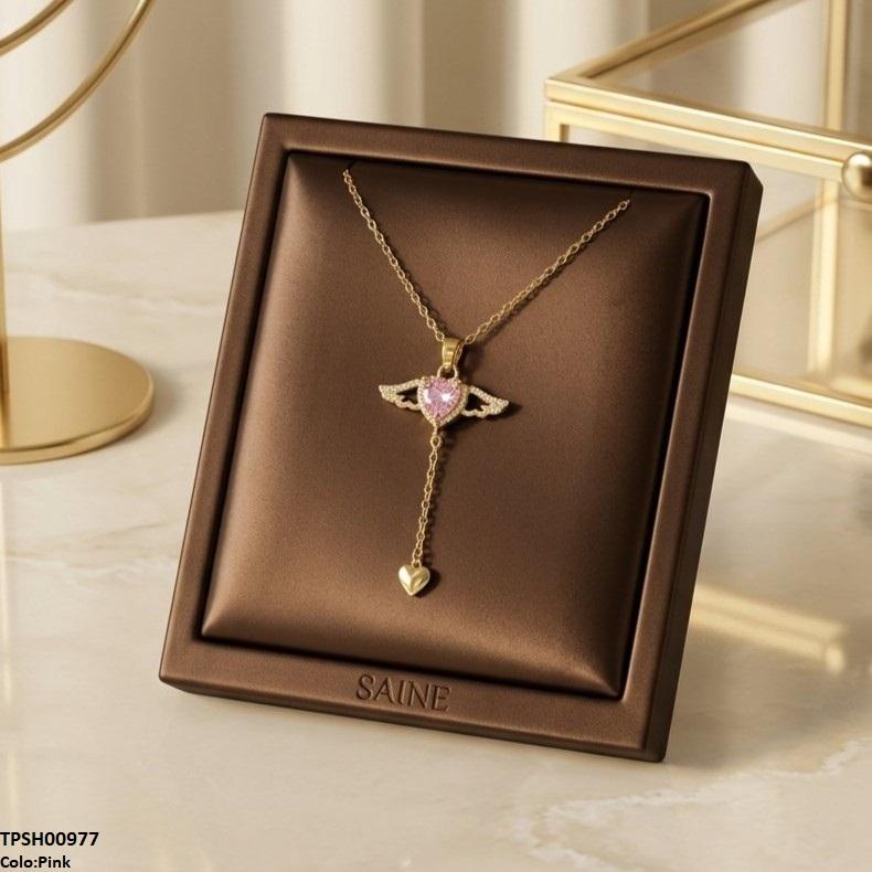 Stainless Steel Zircon Double Heart Pendant