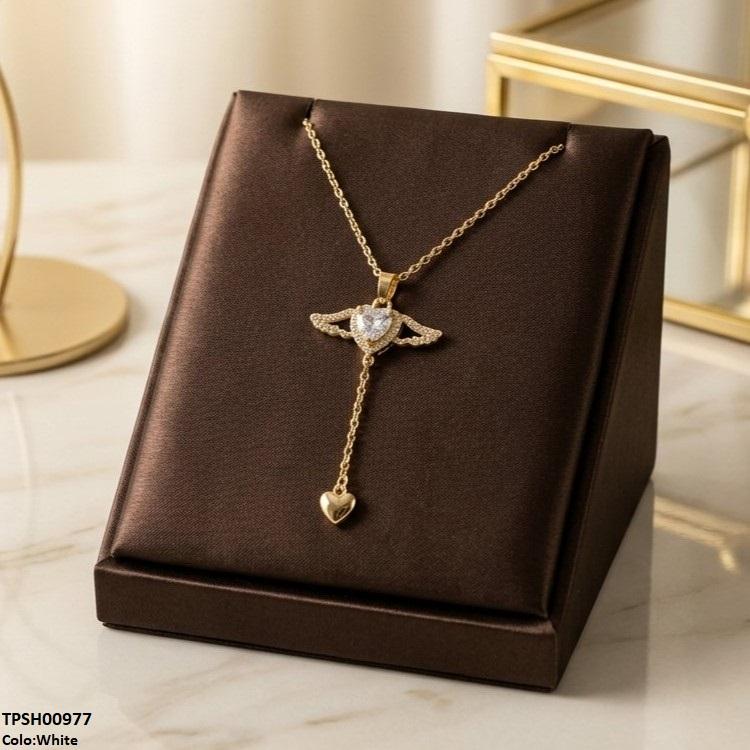 Stainless Steel Zircon Double Heart Pendant