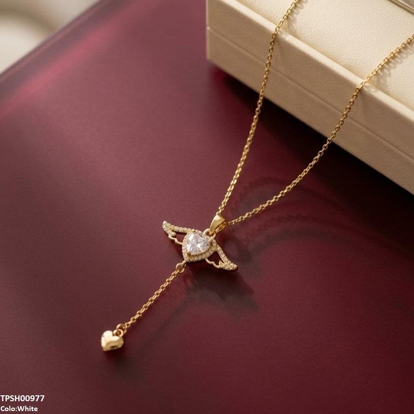Stainless Steel Zircon Double Heart Pendant