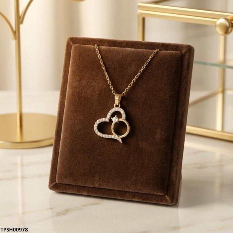 Stainless Steel Zircon Heart Ring Pendant