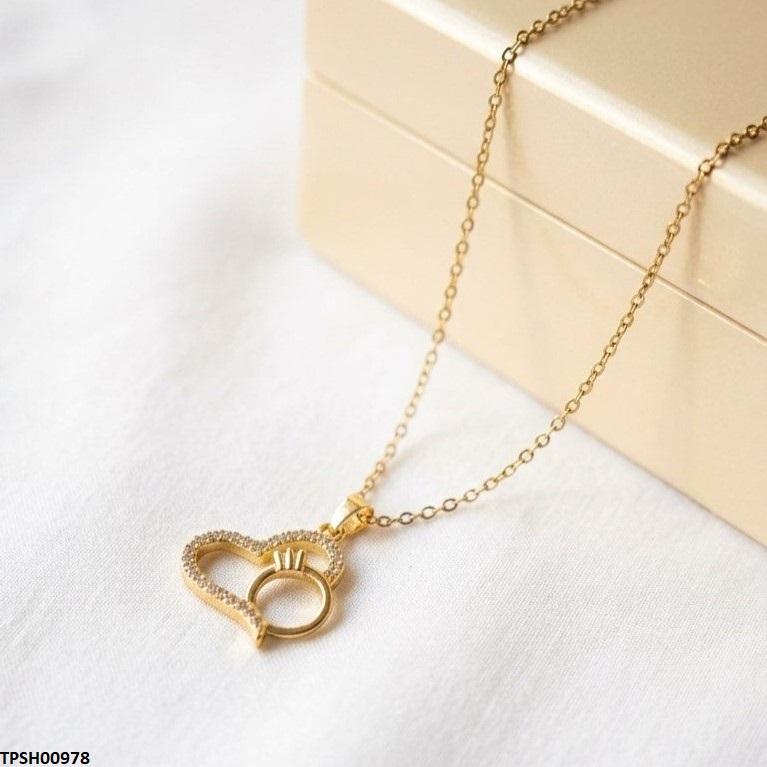Stainless Steel Zircon Heart Ring Pendant