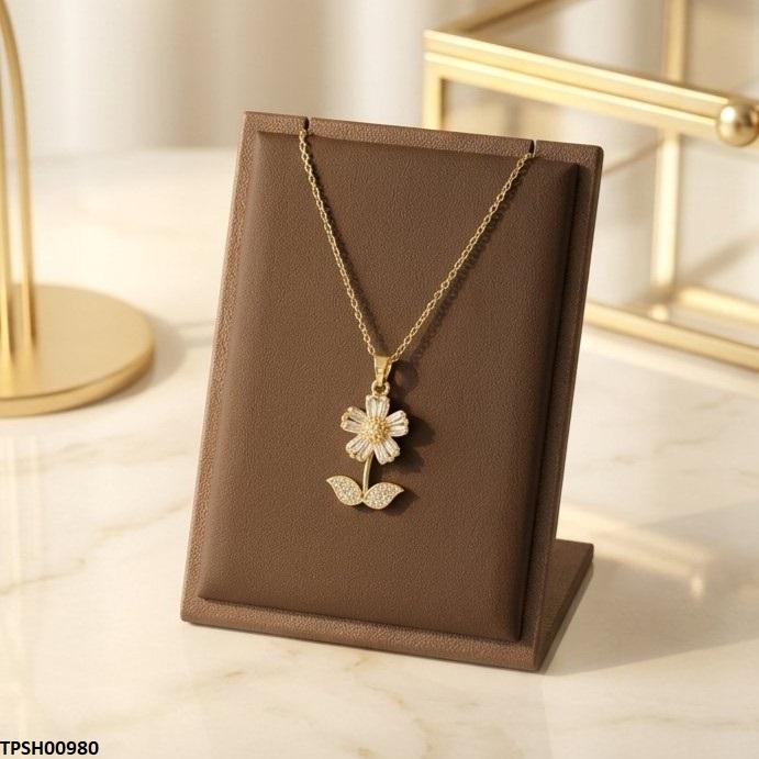 Stainless Steel Zircon Sun Flower Pendant