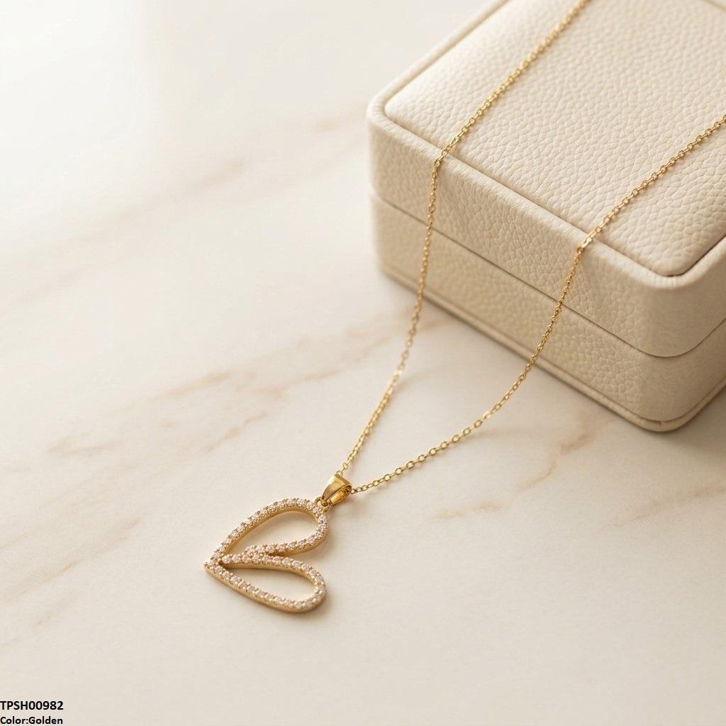 Stainless Steel Zircon Heart Pendant