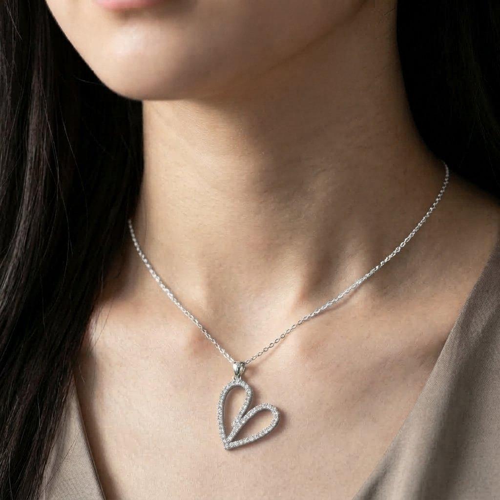 Stainless Steel Zircon Heart Pendant