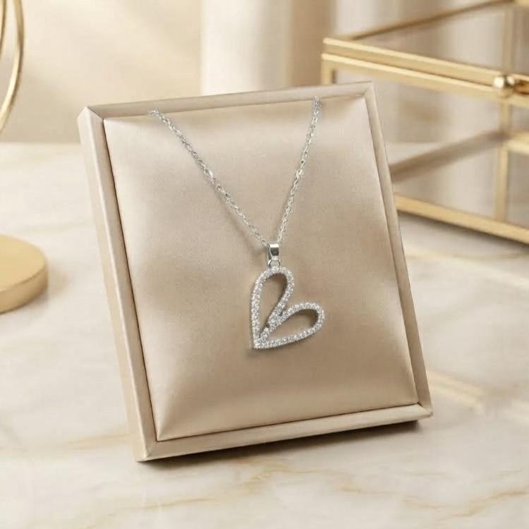 Stainless Steel Zircon Heart Pendant