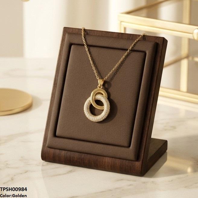 Stainless Steel Zircon Double Round Pendant