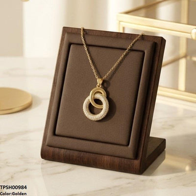 Stainless Steel Zircon Double Round Pendant