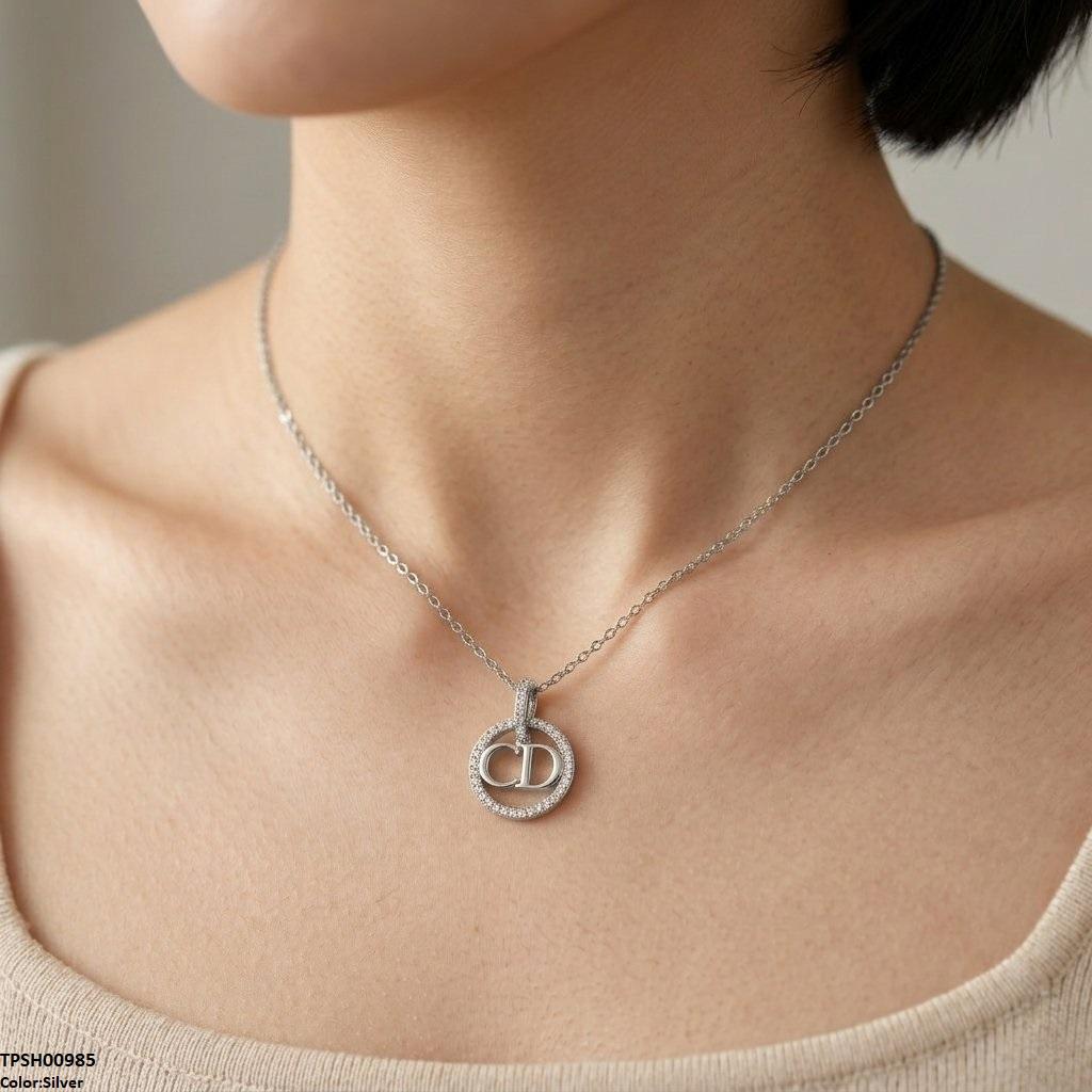Stainless Steel Zircon Round Pendant