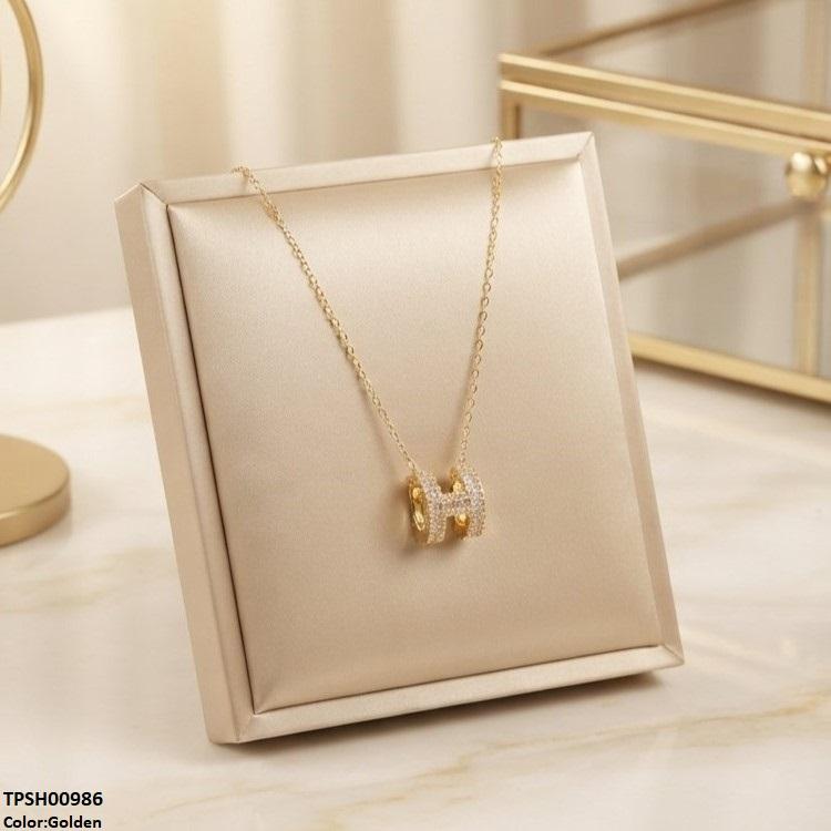 Stainless Steel Zircon H Design Pendant