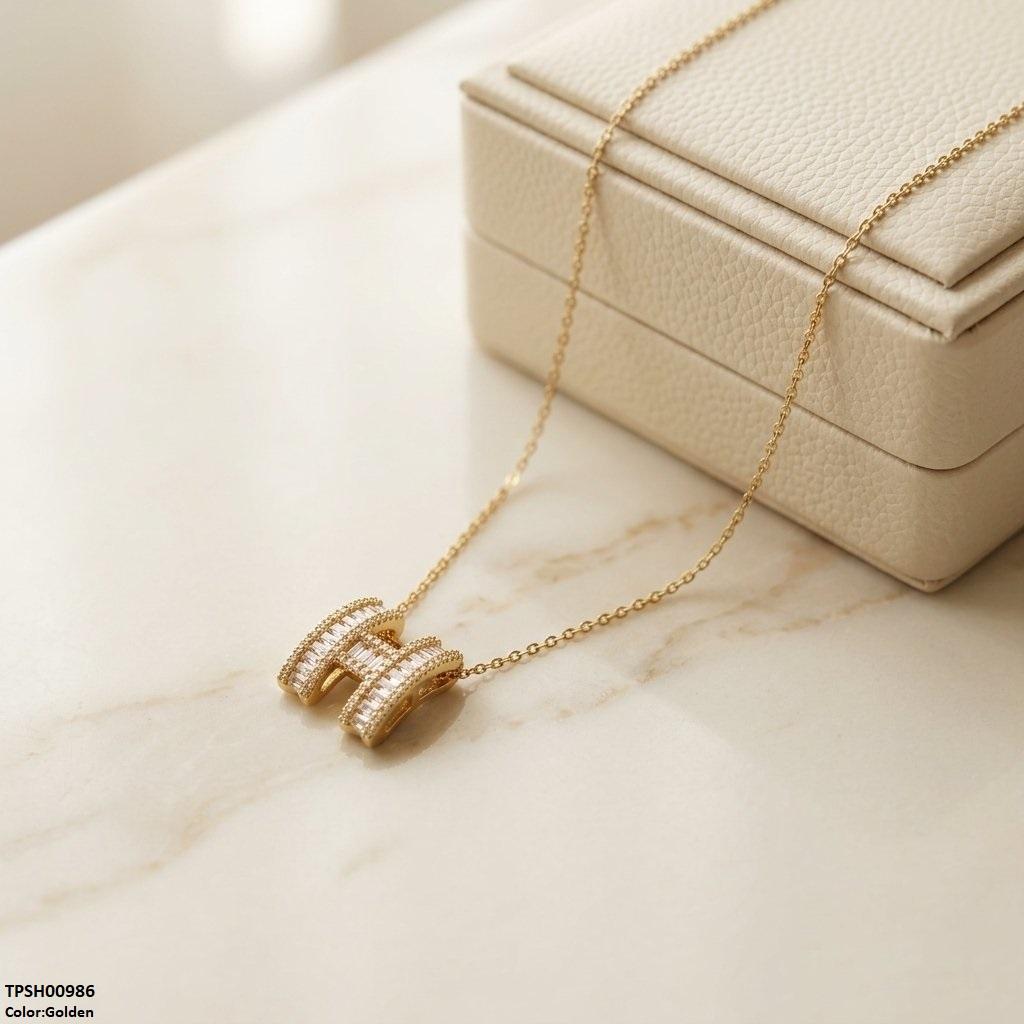 Stainless Steel Zircon H Design Pendant