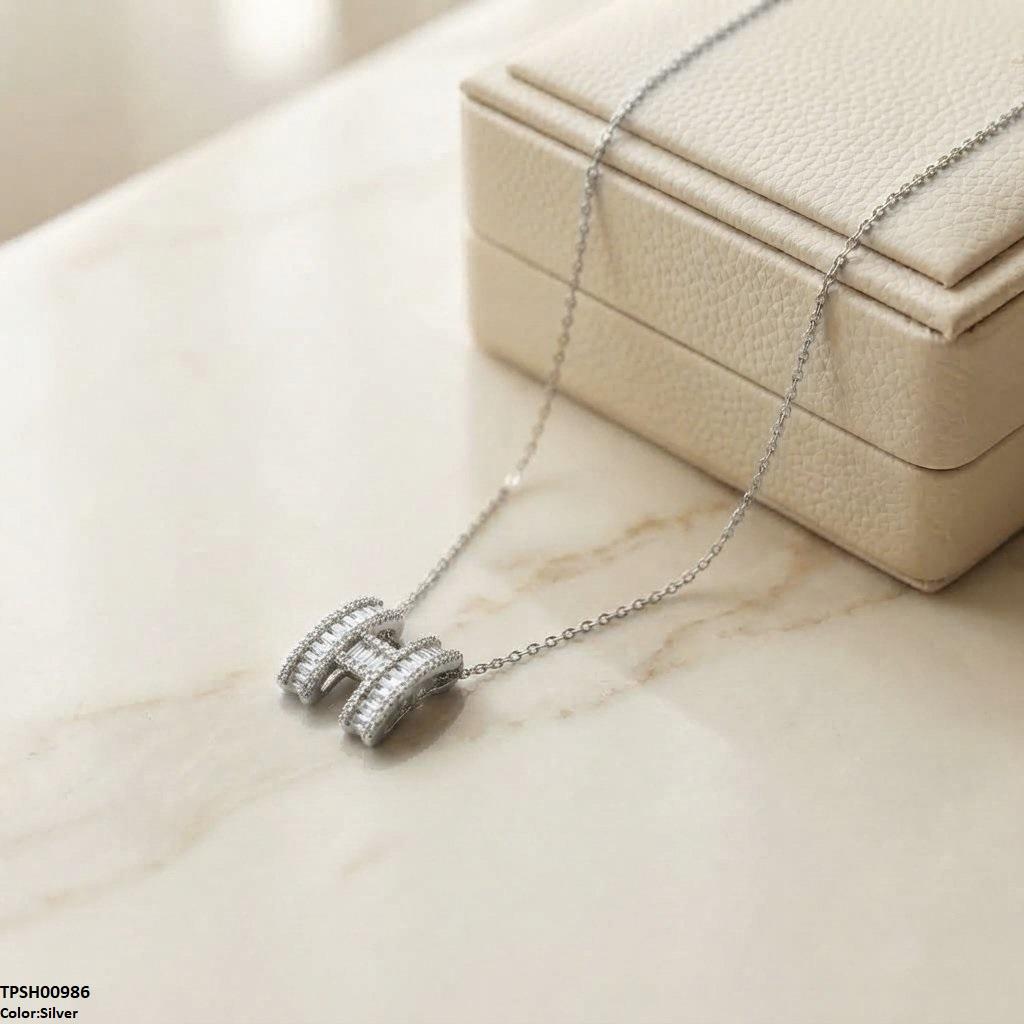 Stainless Steel Zircon H Design Pendant