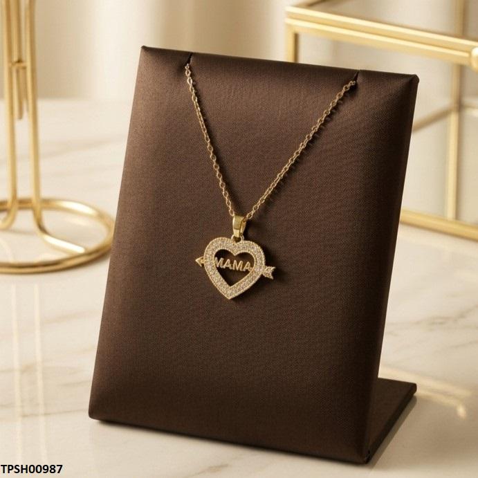 Stainless Steel Zircon Heart Pendant