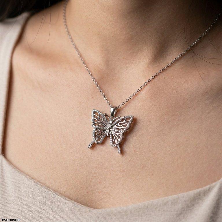 Stainless Steel Zircon Botterfly Pendant