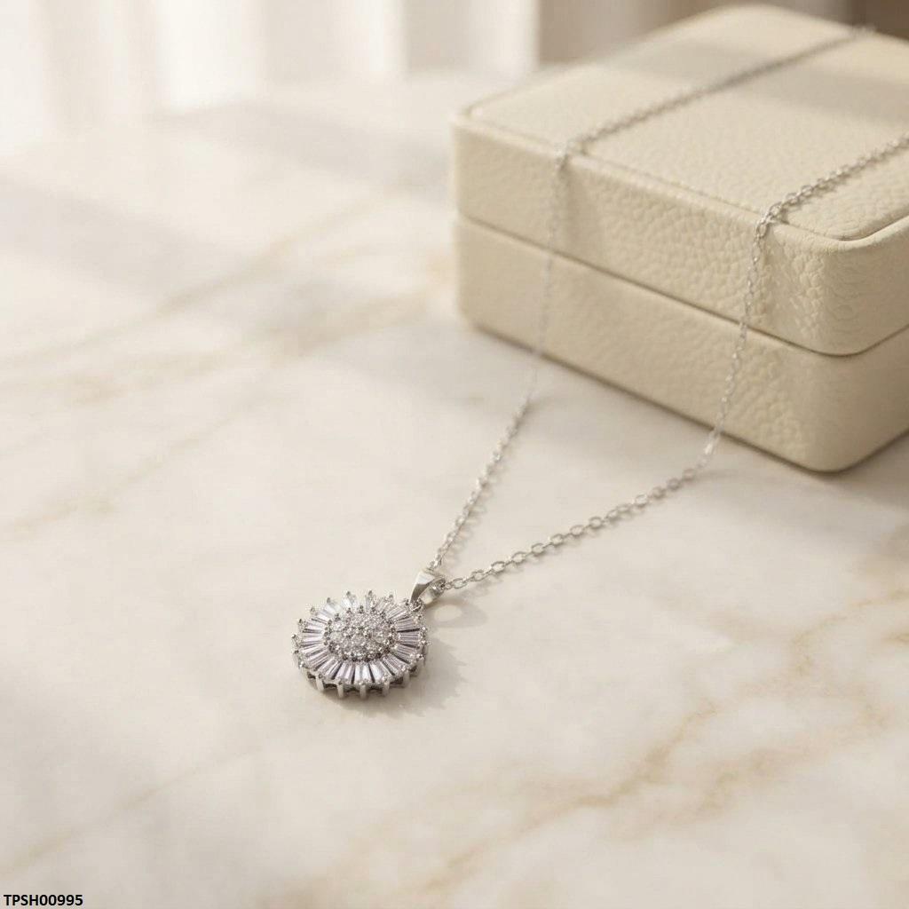 Stainless Steel Zircon Round Pendant