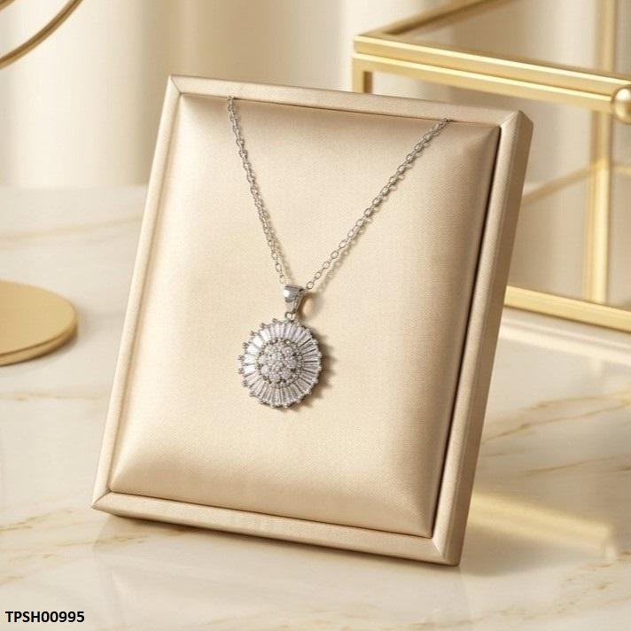 Stainless Steel Zircon Round Pendant