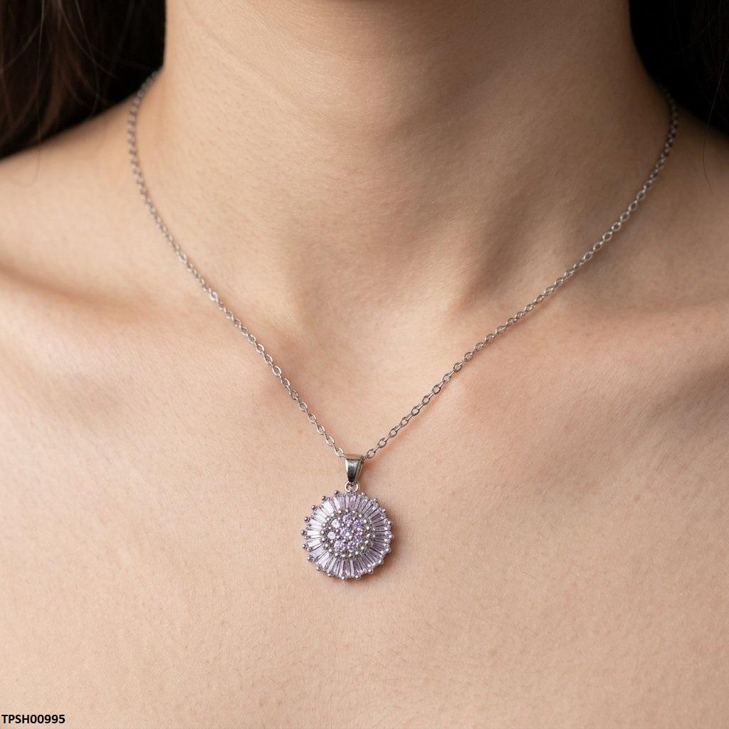 Stainless Steel Zircon Round Pendant
