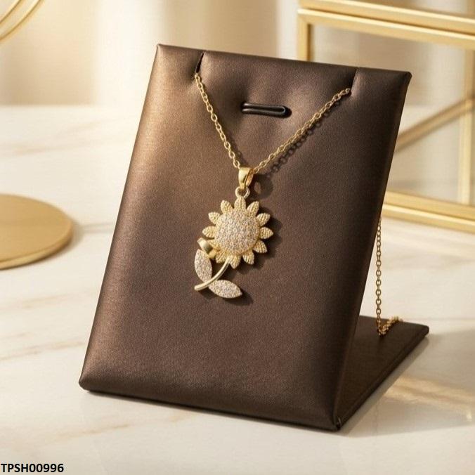 Stainless Steel Zircon SunFlower Pendant