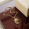 Stainless Steel Zircon SunFlower Pendant