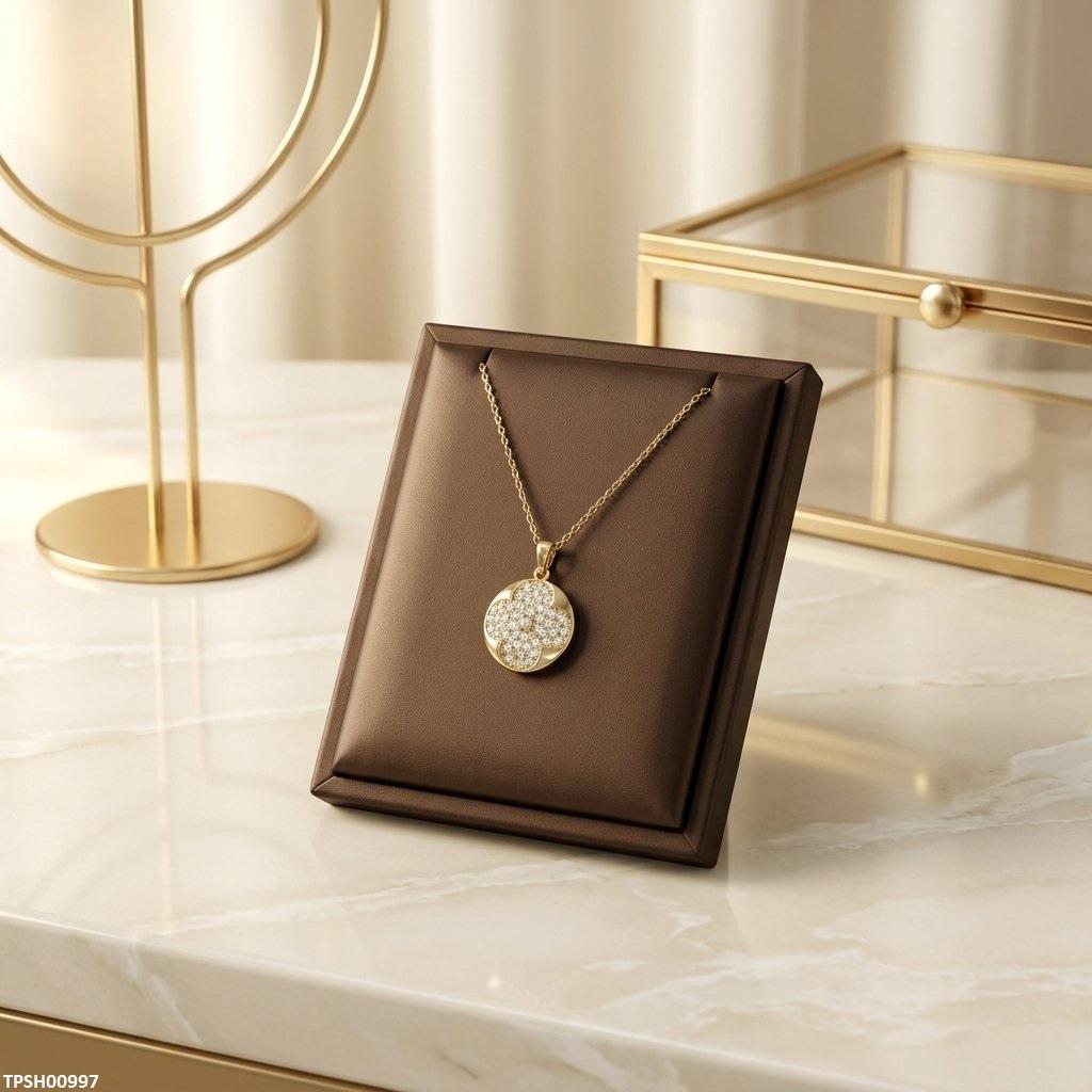Stainless Steel Zircon Round Flower Pendant