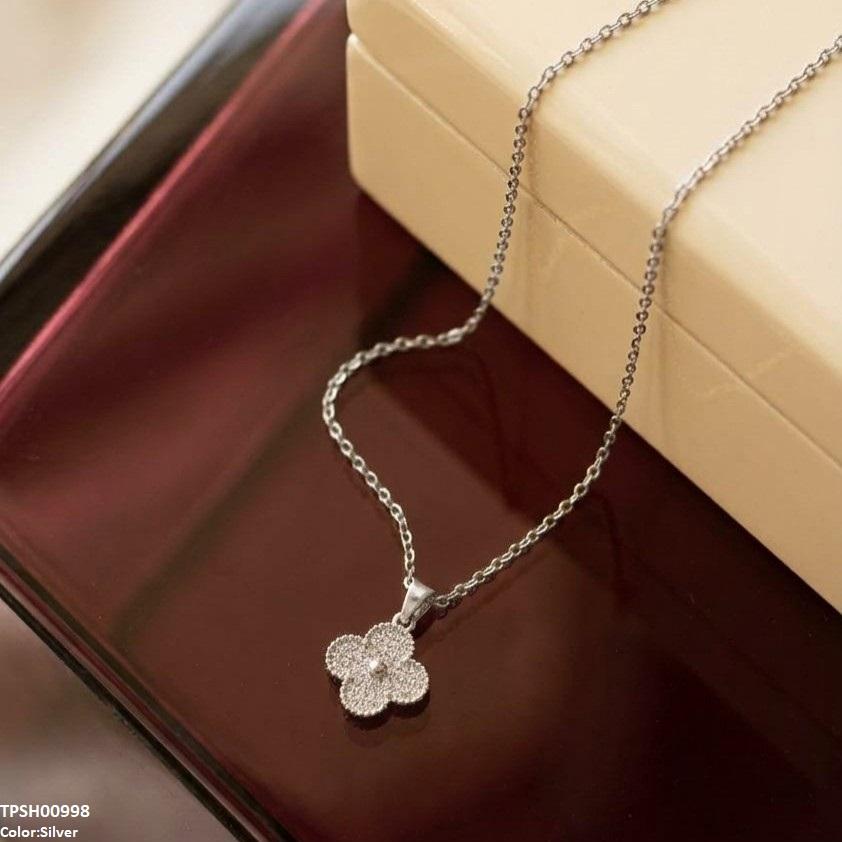 Stainless Steel Zircon Flower Pendant