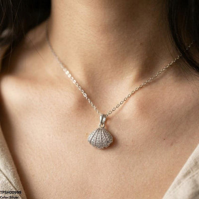 Stainless Steel Zircon Shell Pendant