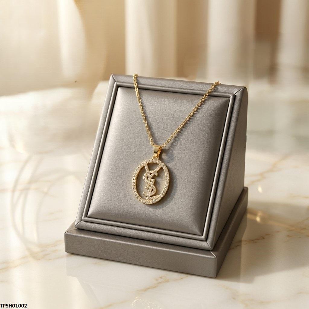 Stainless Steel Zircon Oval Pendant
