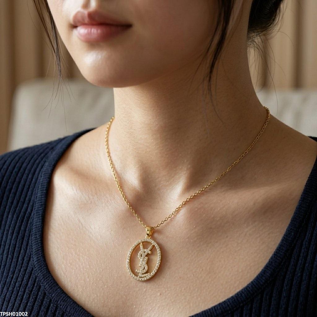 Stainless Steel Zircon Oval Pendant