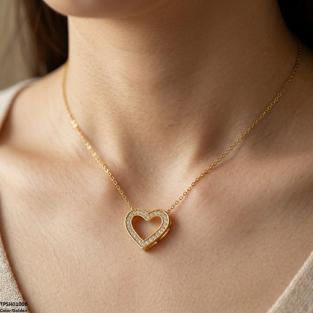 Stainless Steel Zircon Heart Pendant